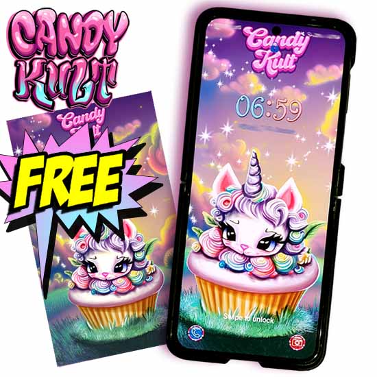 FREE Candy Kult The Sweetest Kittycorn Phone Wallpaper - Candy Kult - Candy Cult - Candy Kult Land - Wishbone - Boo Kitty - Panku - Frosti - Toxic Kitten - Hex-Heart - Cult Candy - Cake High Heels - [product_vendor}