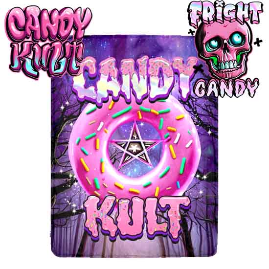 Candy Kult Donut Pentagram Fright Candy Micro Fleece Blanket - Candy Kult - Candy Cult - Candy Kult Land - Wishbone - Boo Kitty - Panku - Frosti - Toxic Kitten - Hex-Heart - Cult Candy - Cake High Heels - [product_vendor}