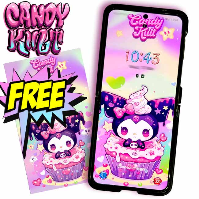 FREE Candy Kult Spookycore Cupcake Phone Wallpaper - Candy Kult - Candy Cult - Candy Kult Land - Wishbone - Boo Kitty - Panku - Frosti - Toxic Kitten - Hex-Heart - Cult Candy - Cake High Heels - [product_vendor}