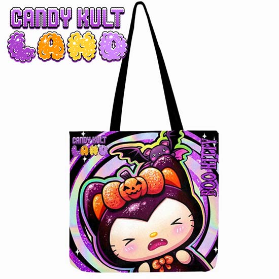 Boo Kitty Origins Bitten Candy Kult Land Reusable Canvas Shopping Tote - Candy Kult - Candy Cult - Candy Kult Land - Wishbone - Boo Kitty - Panku - Frosti - Toxic Kitten - Hex-Heart - Cult Candy - Cake High Heels - [product_vendor}