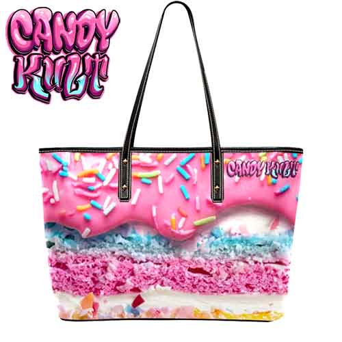 Rainbow Cake With Pink Frosting Candy Kult Large Tote Bag - Candy Kult - Candy Cult - Candy Kult Land - Wishbone - Boo Kitty - Panku - Frosti - Toxic Kitten - Hex-Heart - Cult Candy - Cake High Heels - [product_vendor}