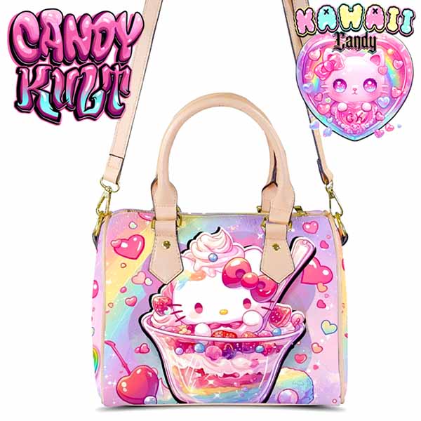 Sundae Kitty Kawaii Candy Beige Boston Crossbody Handbag - Candy Kult - Candy Cult - Cult Candy - Cake High Heels - [product_vendor}