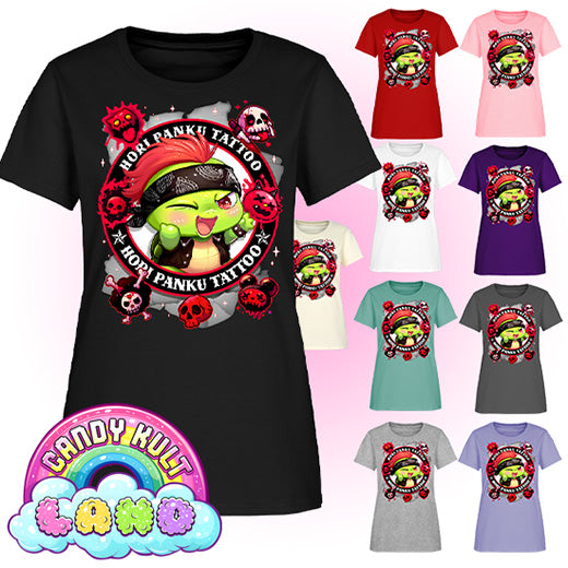 Hori Panku Tattoo Black - Candy Kult Land Women's FITTED T-Shirt - Candy Kult - Candy Cult - Candy Kult Land - Wishbone - Boo Kitty - Panku - Frosti - Toxic Kitten - Hex-Heart - Cult Candy - Cake High Heels - [product_vendor}