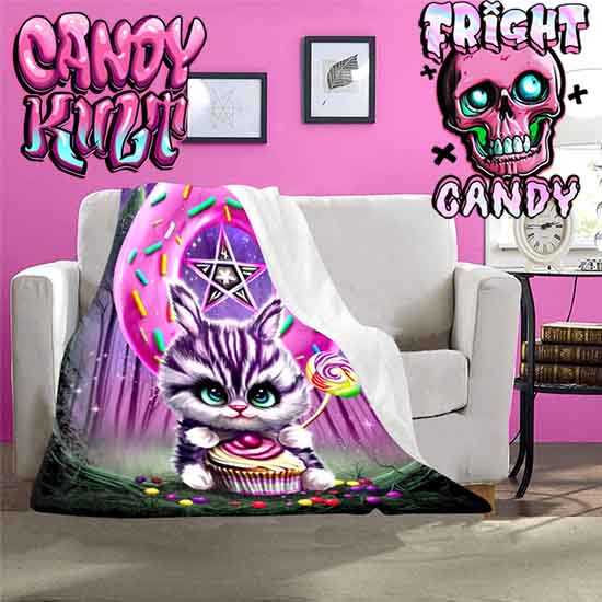 Bunny Donut Pentagram Fright Candy Micro Fleece Blanket - Candy Kult - Candy Cult - Candy Kult Land - Wishbone - Boo Kitty - Panku - Frosti - Toxic Kitten - Hex-Heart - Cult Candy - Cake High Heels - [product_vendor}