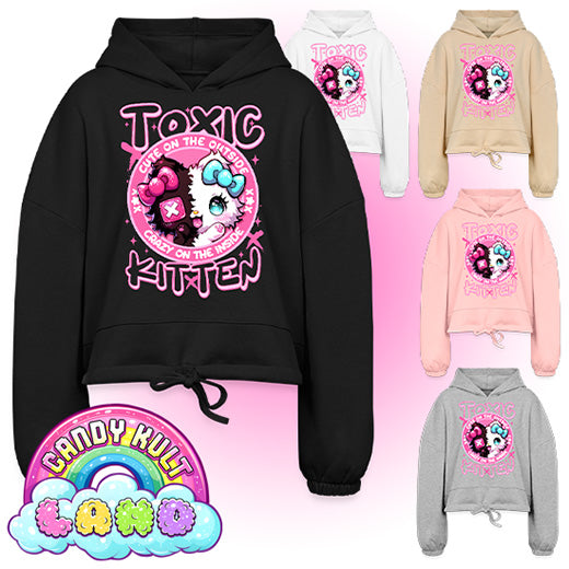 Crazy On The Inside Toxic Kitten - Candy Kult Land Women’s Cropped Hoodie