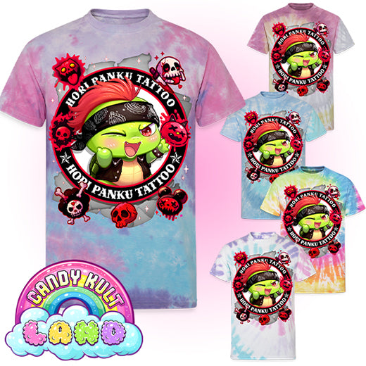 Hori Panku Tattoo Black - Candy Kult Land Unisex Tie Dye T-Shirt - Candy Kult - Candy Cult - Candy Kult Land - Wishbone - Boo Kitty - Panku - Frosti - Toxic Kitten - Hex-Heart - Cult Candy - Cake High Heels - [product_vendor}