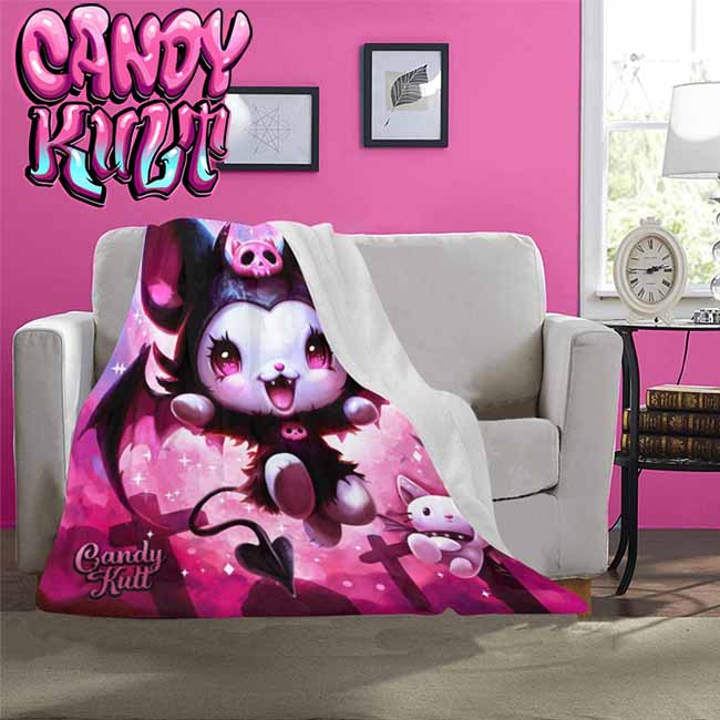 Little Devil Kawaii Candy Micro Fleece Blanket - Candy Kult - Candy Cult - Candy Kult Land - Wishbone - Boo Kitty - Panku - Frosti - Toxic Kitten - Hex-Heart - Cult Candy - Cake High Heels - [product_vendor}