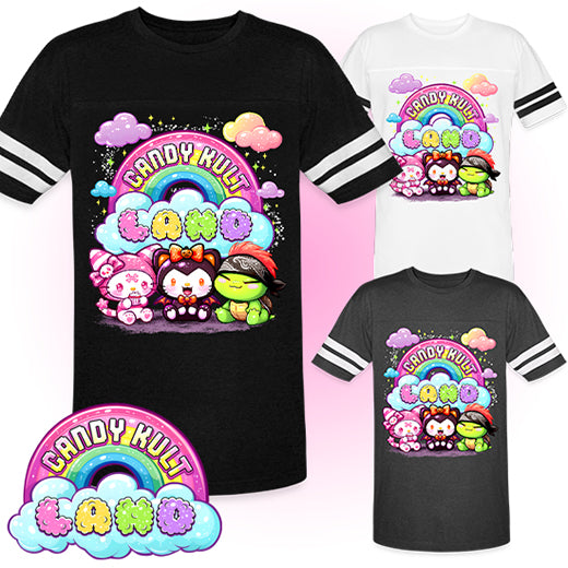 Wishbone Boo & Panku Candy Kult Land Logo - Candy Kult Land Men's / Unisex Vintage Sport T-Shirt - Candy Kult - Candy Cult - Candy Kult Land - Wishbone - Boo Kitty - Panku - Frosti - Toxic Kitten - Hex-Heart - Cult Candy - Cake High Heels - [product_vendor}