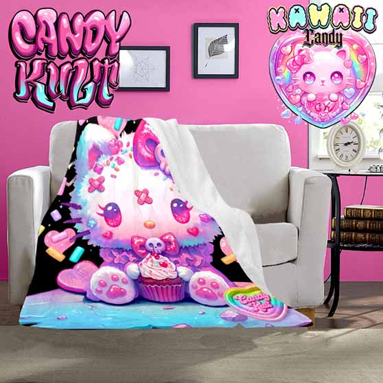 Pastel Purrfection Black Kawaii Candy Micro Fleece Blanket - Candy Kult - Candy Cult - Cult Candy - Cake High Heels - [product_vendor}