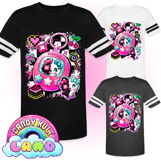 Toxic kitten Virtual Pet - Candy Kult Land Men's / Unisex Vintage Sport T-Shirt - Candy Kult - Candy Cult - Candy Kult Land - Wishbone - Boo Kitty - Panku - Frosti - Toxic Kitten - Hex-Heart - Cult Candy - Cake High Heels - [product_vendor}