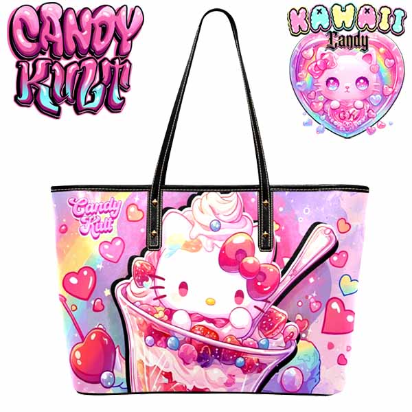 Sundae Kitty Kawaii Candy Large Tote Bag - Candy Kult - Candy Cult - Cult Candy - Cake High Heels - [product_vendor}