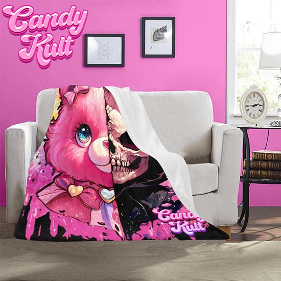 Split Personality Bear Fright Candy Micro Fleece Blanket
