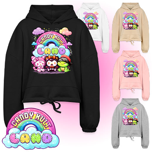 Wishbone Boo Kitty & Panku Candy Kult Land Logo Women’s Cropped Hoodie