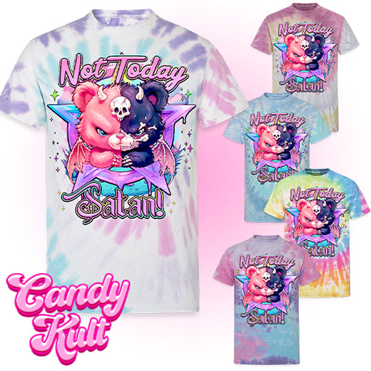 Not Today Satan Pentagram - Fright Candy Unisex Tie Dye T-Shirt - Candy Kult - Candy Cult - Candy Kult Land - Wishbone - Boo Kitty - Panku - Frosti - Toxic Kitten - Hex-Heart - Cult Candy - Cake High Heels - [product_vendor}