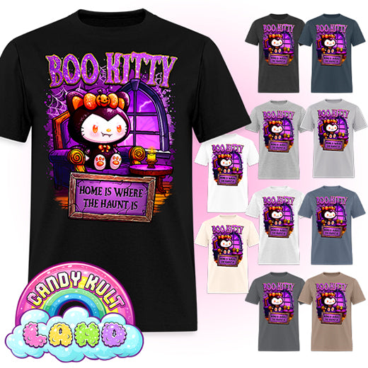 Home Is Where The Haunt Is Boo Kitty - Candy Kult Land Men's / Unisex Classic T-Shirt - Candy Kult - Candy Cult - Candy Kult Land - Wishbone - Boo Kitty - Panku - Frosti - Toxic Kitten - Hex-Heart - Cult Candy - Cake High Heels - [product_vendor}