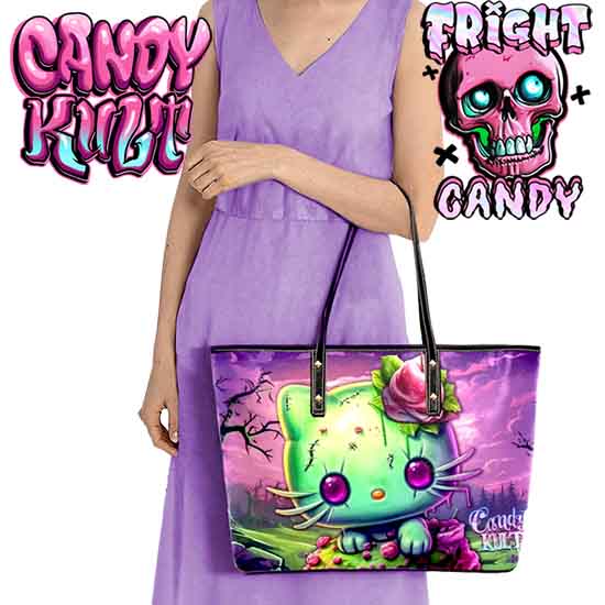 Zombie Kitty Fright Candy Large Tote Bag - Candy Kult - Candy Cult - Candy Kult Land - Wishbone - Boo Kitty - Panku - Frosti - Toxic Kitten - Hex-Heart - Cult Candy - Cake High Heels - [product_vendor}