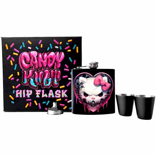 Hardcore Kitty Fright Candy Black Candy Kult Hip Flask Set - Candy Kult - Candy Cult - Cult Candy - Cake High Heels - [product_vendor}