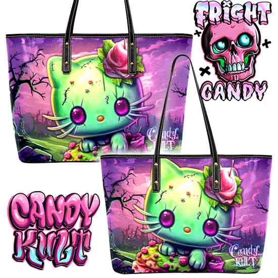 Zombie Kitty Fright Candy Large Tote Bag - Candy Kult - Candy Cult - Candy Kult Land - Wishbone - Boo Kitty - Panku - Frosti - Toxic Kitten - Hex-Heart - Cult Candy - Cake High Heels - [product_vendor}
