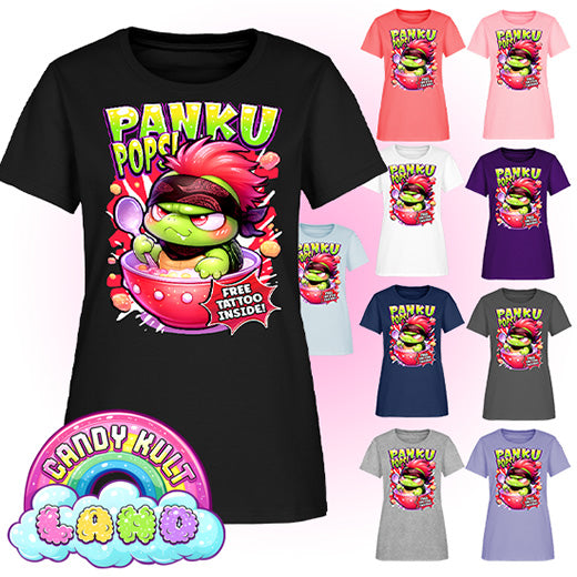 Panku Pops Cereal - Candy Kult Land Women's FITTED T-Shirt - Candy Kult - Candy Cult - Candy Kult Land - Wishbone - Boo Kitty - Panku - Frosti - Toxic Kitten - Hex-Heart - Cult Candy - Cake High Heels - [product_vendor}