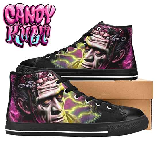 Frankenstein Fright Candy Women's High Top Canvas Shoes - Candy Kult - Candy Cult - Candy Kult Land - Wishbone - Boo Kitty - Panku - Frosti - Toxic Kitten - Hex-Heart - Cult Candy - Cake High Heels - [product_vendor}