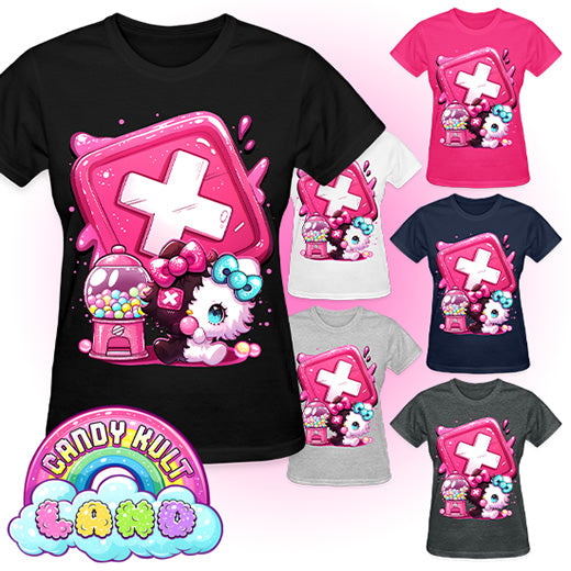 Toxic Kitten Virtual Pet - Candy Kult Land REGULAR FIT Ladies T-Shirt - Candy Kult - Candy Cult - Candy Kult Land - Wishbone - Boo Kitty - Panku - Frosti - Toxic Kitten - Hex-Heart - Cult Candy - Cake High Heels - [product_vendor}