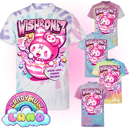 Wishbonez Cereal - Candy Kult Land Unisex Tie Dye T-Shirt - Candy Kult - Candy Cult - Candy Kult Land - Wishbone - Boo Kitty - Panku - Frosti - Toxic Kitten - Hex-Heart - Cult Candy - Cake High Heels - [product_vendor}