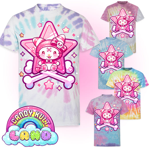 Wishbone Crossbones - Candy Kult Land Unisex Tie Dye T-Shirt - Candy Kult - Candy Cult - Candy Kult Land - Wishbone - Boo Kitty - Panku - Frosti - Toxic Kitten - Hex-Heart - Cult Candy - Cake High Heels - [product_vendor}