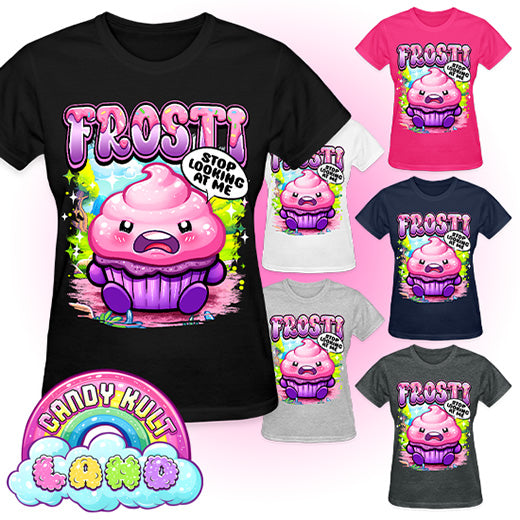 Frosti Stop Looking At Me - Candy Kult land REGULAR FIT Ladies T-Shirt - Candy Kult - Candy Cult - Candy Kult Land - Wishbone - Boo Kitty - Panku - Frosti - Toxic Kitten - Hex-Heart - Cult Candy - Cake High Heels - [product_vendor}