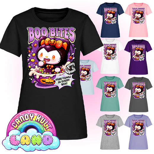 Boo Bites Cereal - Candy Kult Land Women's FITTED T-Shirt - Candy Kult - Candy Cult - Candy Kult Land - Wishbone - Boo Kitty - Panku - Frosti - Toxic Kitten - Hex-Heart - Cult Candy - Cake High Heels - [product_vendor}