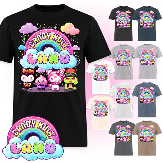 Wishbone, Frosti Boo & Panku - Candy Kult Land Men's / Unisex Classic T-Shirt - Candy Kult - Candy Cult - Candy Kult Land - Wishbone - Boo Kitty - Panku - Frosti - Toxic Kitten - Hex-Heart - Cult Candy - Cake High Heels - [product_vendor}