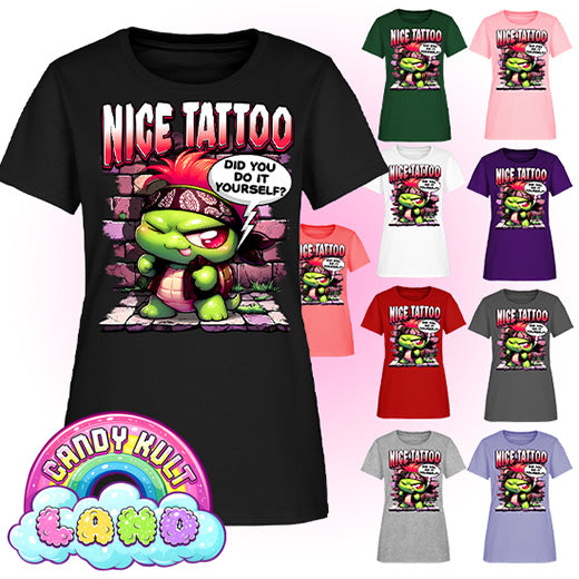 Nice Tattoo Did you Do It Yourself? Panku - Candy Kult Land Women's FITTED T-Shirt - Candy Kult - Candy Cult - Candy Kult Land - Wishbone - Boo Kitty - Panku - Frosti - Toxic Kitten - Hex-Heart - Cult Candy - Cake High Heels - [product_vendor}