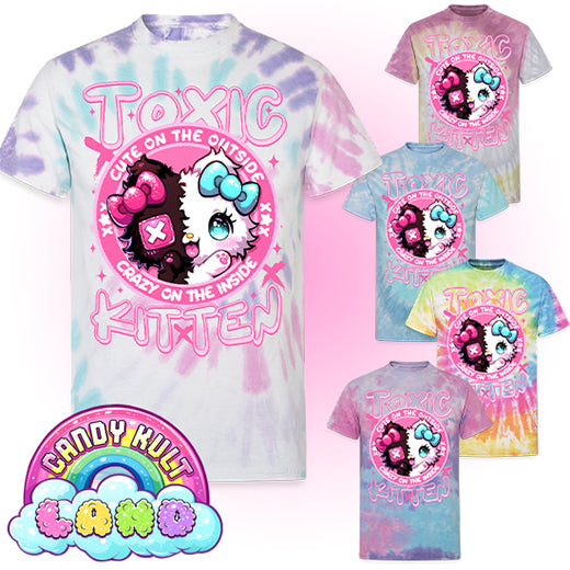 Crazy On The Inside Toxic Kitten - Candy Kult Land Unisex Tie Dye T-Shirt - Candy Kult - Candy Cult - Candy Kult Land - Wishbone - Boo Kitty - Panku - Frosti - Toxic Kitten - Hex-Heart - Cult Candy - Cake High Heels - [product_vendor}