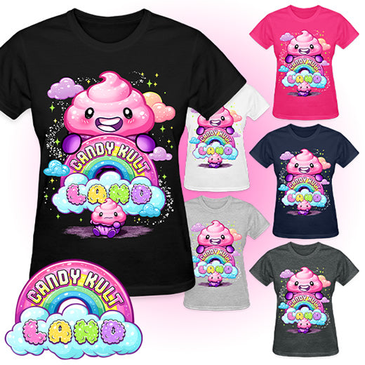 Frosti Candy Kult Land Logo REGULAR FIT Ladies T-Shirt - Candy Kult - Candy Cult - Candy Kult Land - Wishbone - Boo Kitty - Panku - Frosti - Toxic Kitten - Hex-Heart - Cult Candy - Cake High Heels - [product_vendor}