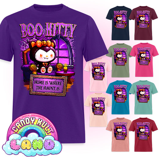 Home Is Where The Haunt Is Boo Kitty - Candy Kult Land COLOUR Men's / Unisex Classic T-Shirt - Candy Kult - Candy Cult - Candy Kult Land - Wishbone - Boo Kitty - Panku - Frosti - Toxic Kitten - Hex-Heart - Cult Candy - Cake High Heels - [product_vendor}
