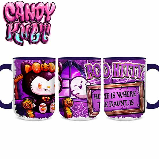 Boo Kitty Home Is Where The Haunt Is Candy Kult Land Blue Handle Large Mug - Candy Kult - Candy Cult - Candy Kult Land - Wishbone - Boo Kitty - Panku - Frosti - Toxic Kitten - Hex-Heart - Cult Candy - Cake High Heels - [product_vendor}