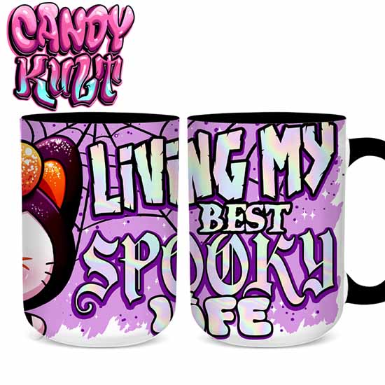 Boo Kitty Best Spooky Life Candy Kult Land Black Handle Large Mug - Candy Kult - Candy Cult - Candy Kult Land - Wishbone - Boo Kitty - Panku - Frosti - Toxic Kitten - Hex-Heart - Cult Candy - Cake High Heels - [product_vendor}