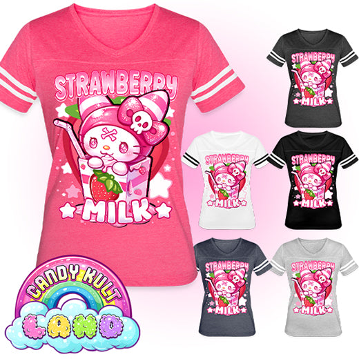 Wishbone Strawberry Milk - Candy Kult Land Women’s Vintage Sport T-Shirt - Candy Kult - Candy Cult - Candy Kult Land - Wishbone - Boo Kitty - Panku - Frosti - Toxic Kitten - Hex-Heart - Cult Candy - Cake High Heels - [product_vendor}