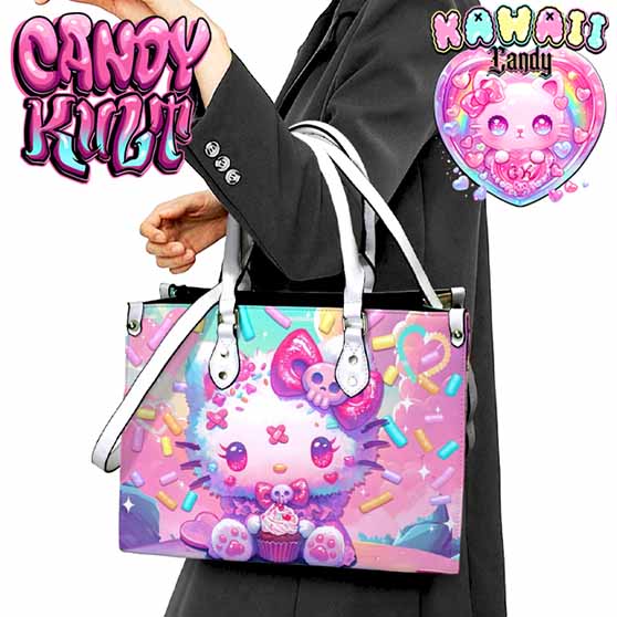 Pastel Purrfection Kawaii Candy White PU Leather Crossbody Handbag - Candy Kult - Candy Cult - Cult Candy - Cake High Heels - [product_vendor}