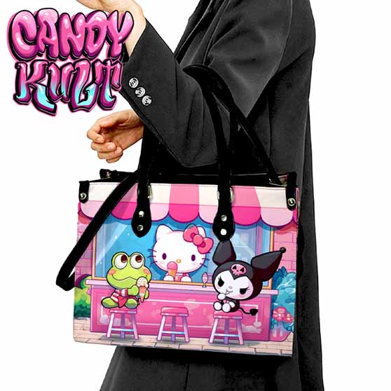 Kitty Ice Cream Shop Kawaii Candy PU Leather Crossbody Handbag - Candy Kult - Candy Cult - Cult Candy - Cake High Heels - [product_vendor}
