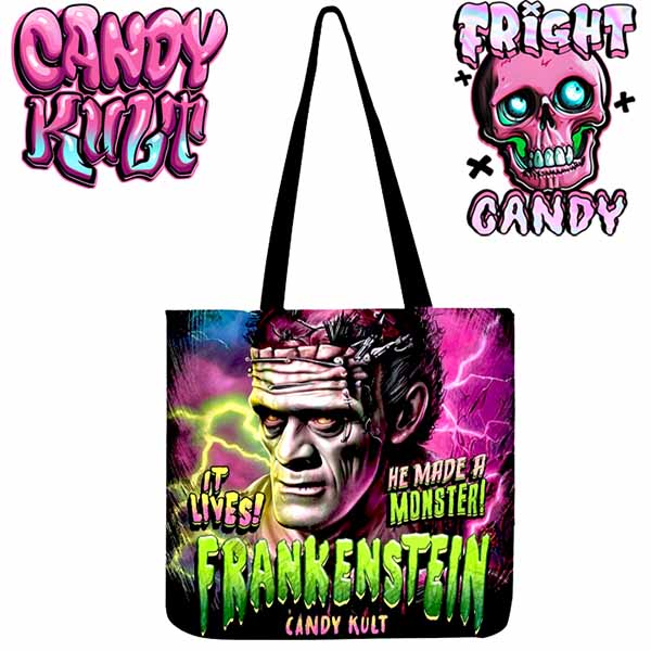 Frankenstein Fright Candy Reusable Canvas Shopping Tote - Candy Kult - Candy Cult - Cult Candy - Cake High Heels - [product_vendor}