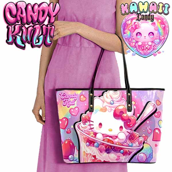 Sundae Kitty Kawaii Candy Large Tote Bag - Candy Kult - Candy Cult - Cult Candy - Cake High Heels - [product_vendor}