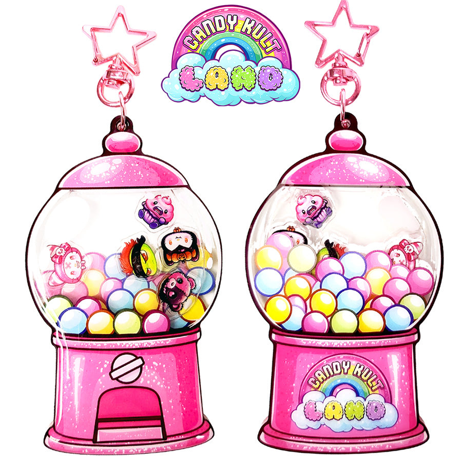 Candy Kult Land Gumball Machine Shaker Keychain / Bag Charm