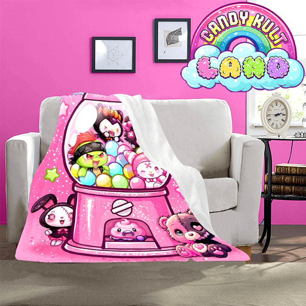 Candy Kult Land Pink Gumball Machine Micro Fleece Blanket
