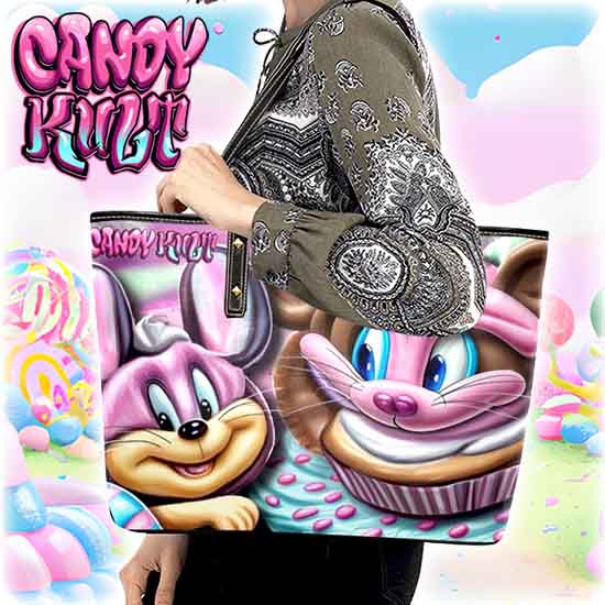 Cupcake Fundayz Candy Toons Large Tote Bag - Candy Kult - Candy Cult - Candy Kult Land - Wishbone - Boo Kitty - Panku - Frosti - Toxic Kitten - Hex-Heart - Cult Candy - Cake High Heels - [product_vendor}