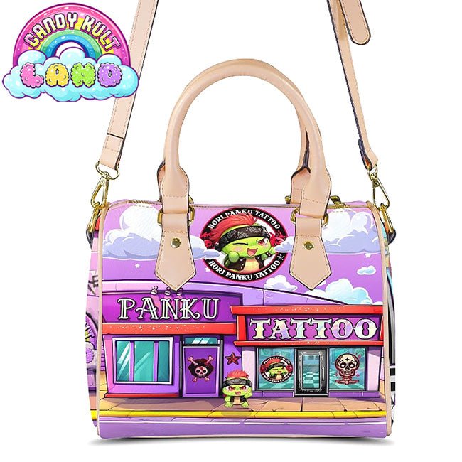 Panku Tattoo Candy Kult Land Beige Boston Crossbody Handbag Candy Kult Bag candy kult land ck land Candy Cult - Candy Kult Land - Wishbone - Boo Kitty - Panku - Frosti - Toxic Kitten - Hex - Heart - Cult Candy - Ca