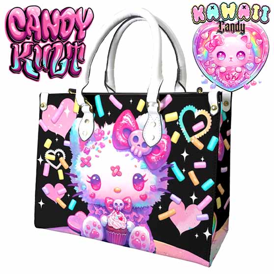Pastel Purrfection Black Kawaii Candy White PU Leather Crossbody Handbag Candy Kult Bag Crossbody handbag Candy Cult - Candy Kult Land - Wishbone - Boo Kitty - Panku - Frosti - Toxic Kitten - Hex - Heart - Cult Candy - Ca
