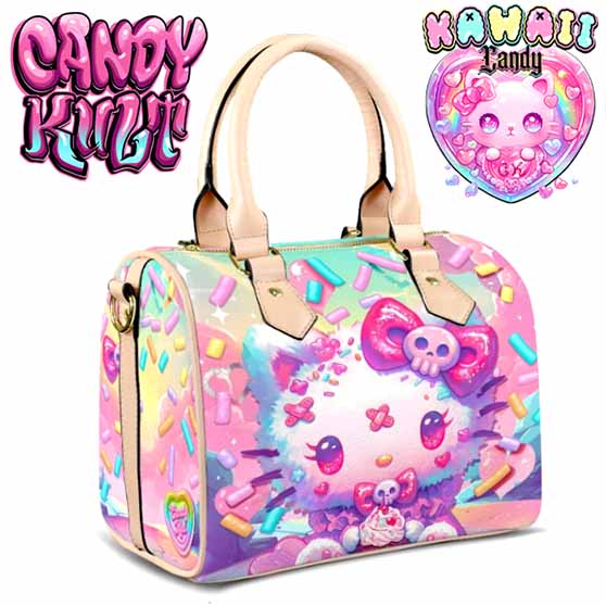 Pastel Purrfection Kawaii Candy Beige Boston Crossbody Handbag Candy Kult Bag Crossbody handbag Candy Cult - Candy Kult Land - Wishbone - Boo Kitty - Panku - Frosti - Toxic Kitten - Hex - Heart - Cult Candy - Ca