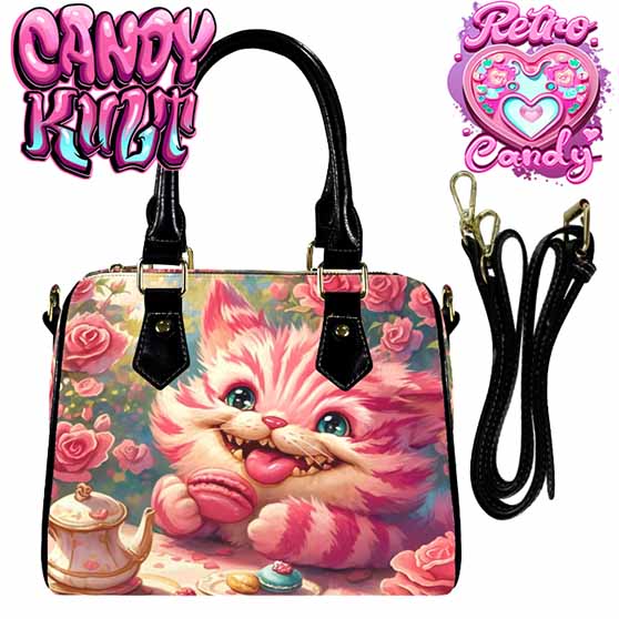 Rose Garden Tea Party Retro Candy Boston Crossbody Handbag Candy Kult Alice In Wonderland Bag Cheshire Cat Candy Cult - Candy Kult Land - Wishbone - Boo Kitty - Panku - Frosti - Toxic Kitten - Hex - Heart - Cult Candy - Ca