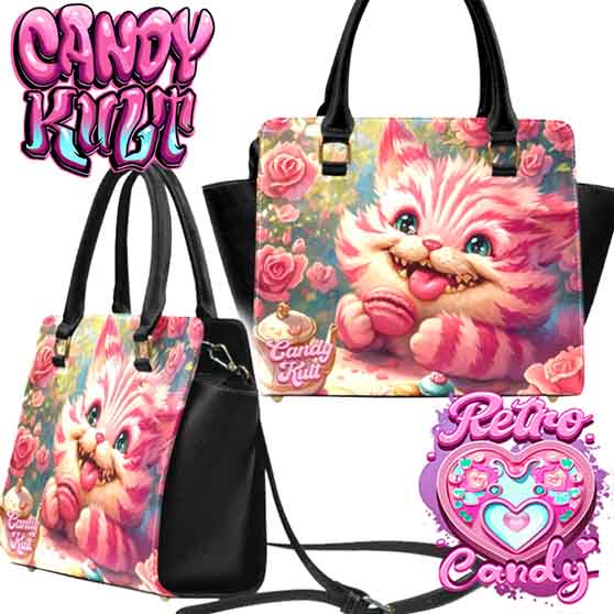Rose Garden Tea Party Retro Candy Crossbody Handbag Candy Kult Alice In Wonderland Bag Cheshire Cat Candy Cult - Candy Kult Land - Wishbone - Boo Kitty - Panku - Frosti - Toxic Kitten - Hex - Heart - Cult Candy - Ca