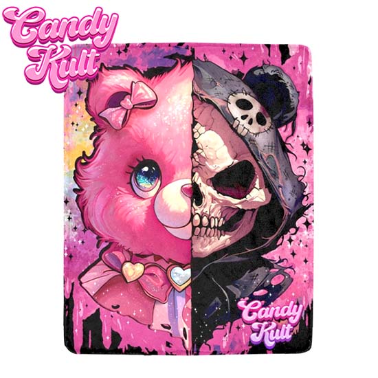 Split Personality Bear Fright Candy Micro Fleece Blanket Candy Kult 40 x 50 Inch care bears Candy Cult - Candy Kult Land - Wishbone - Boo Kitty - Panku - Frosti - Toxic Kitten - Hex - Heart - Cult Candy - Ca